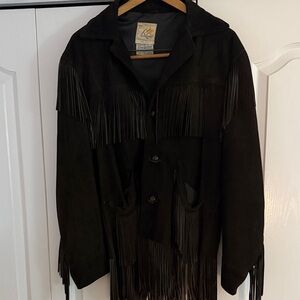 Vintage 70’s Black Fringe Suede Jacket western style